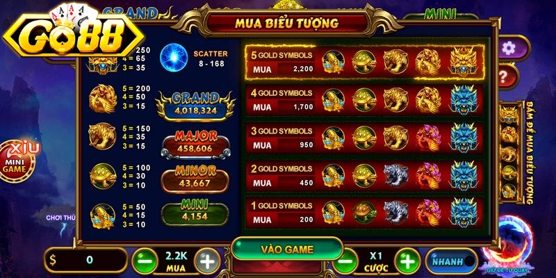 Luật chơi và biểu tượng trong game Kho báu tứ linh