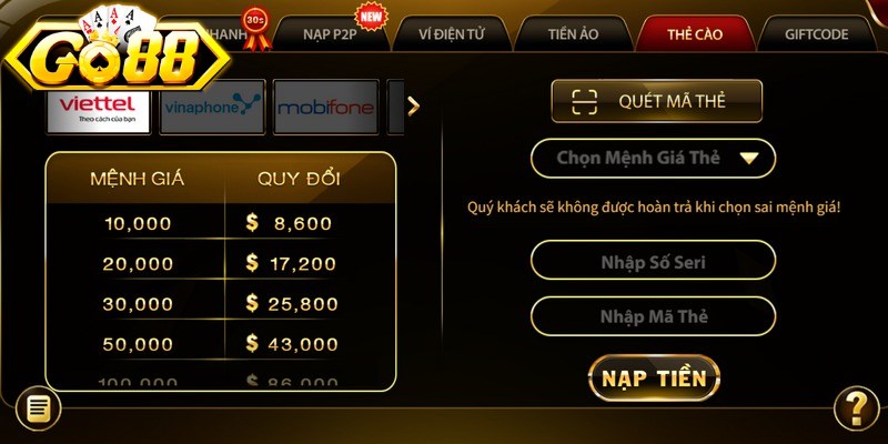 Mẹo nạp tiền Go88 thành công, hiệu quả cho anh em là giữ lại biên lai